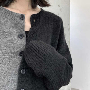 Dark Irregular Color Matching Knit Cardigan