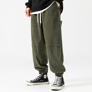 Elastic Waist Corduroy Casual Pants