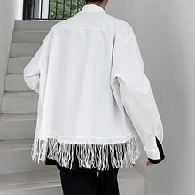 Load image into Gallery viewer, Black Fringed Cropped Lapel Jacket
