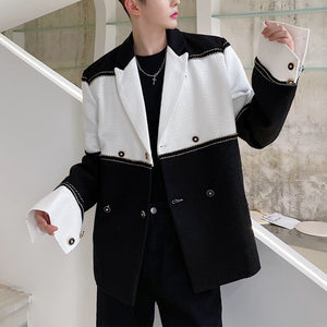 Black and White Contrasting Colorblock Blazer