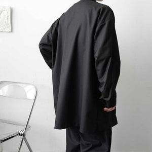 Black Single Breasted Long Sleeve Casual Coat