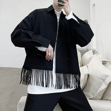 Load image into Gallery viewer, Black Fringed Cropped Lapel Jacket
