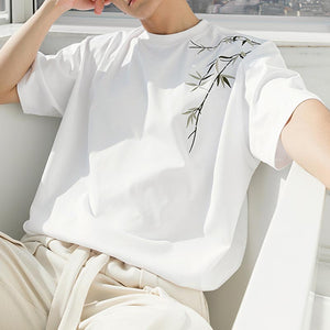 Bamboo Embroidered Short Sleeve T-Shirt