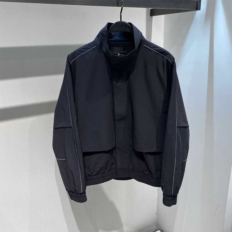 Black Stand Collar Casual Jacket