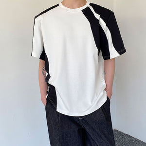 Contrast Raw Cut Short Sleeves