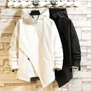 Hooded Irregular Hem Jacket