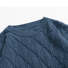 Load image into Gallery viewer, Argyle Textured Crewneck Knit Sweater
