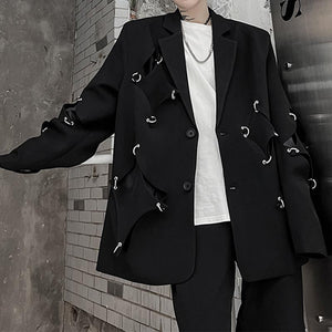 Irregular Ripped Metal Buckle Splicing Blazer