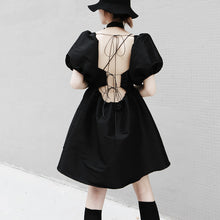 Load image into Gallery viewer, Lace-up Puff-sleeve High-waist Dress
