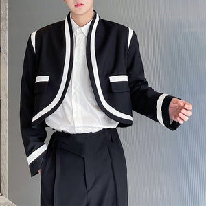 Black And White Contrast Cropped Jacket