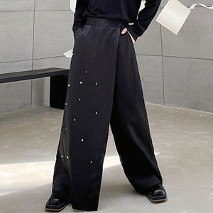 Black Paneled Straight Pants