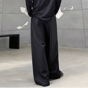 Black Paneled Straight Pants