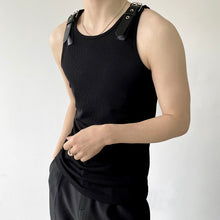 Load image into Gallery viewer, Leather Shoulder Loops Knit Vest
