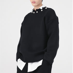 Irregular Button Collar Sweater