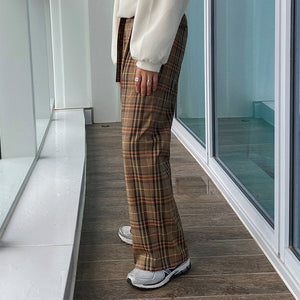 Autumn Plaid Straight Loose Casual Pants