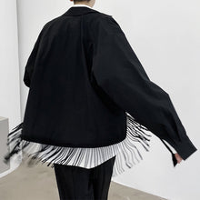 Load image into Gallery viewer, Black Fringed Cropped Lapel Jacket
