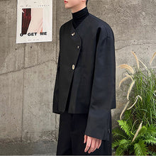 Load image into Gallery viewer, Irregular Placket Collarless Three Button Cropped Jacket
