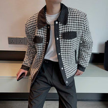 Load image into Gallery viewer, Houndstooth Patchwork Lapel Jacket
