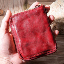 Load image into Gallery viewer, Hand Made Retro Genuine Leather Zipper Wallet
