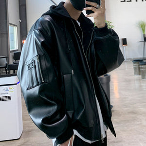 Fake Two Piece Stitching Hooded Jacket