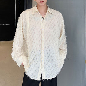 Furry Fringe Irregular Jacquard Shirt