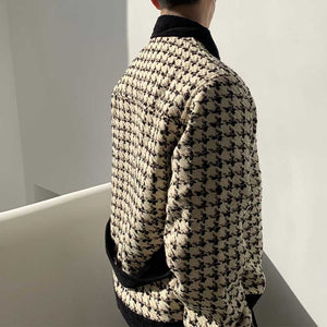 Houndstooth Belt Lapel Slim Fit Jacket