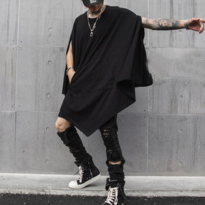 Black Costume Sleeveless Cape T-Shirt