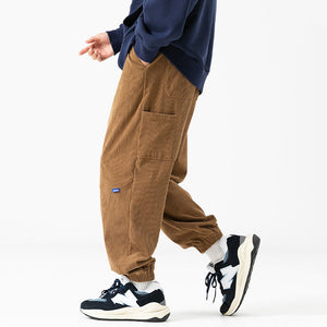 Elastic Waist Corduroy Casual Pants