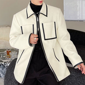 Black And White Contrast Lapel Blazer