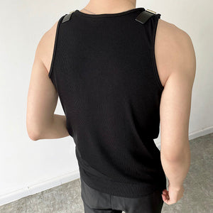 Leather Shoulder Loops Knit Vest