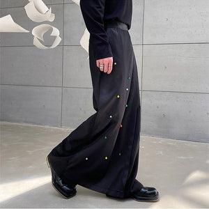 Black Paneled Straight Pants