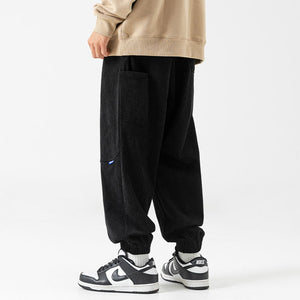 Elastic Waist Corduroy Casual Pants