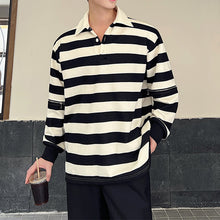 Load image into Gallery viewer, Fall Contrast Stripe Detachable POLO Lapel T-Shirt
