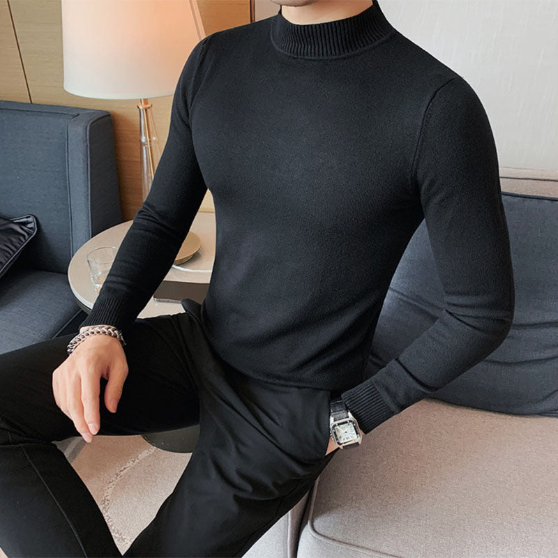 British Half Turtleneck Long Sleeve Sweater