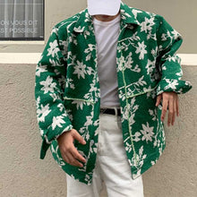 Load image into Gallery viewer, Floral Green Single Breasted Lapel Jacket
