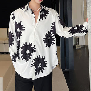 Black Floral Print Long Sleeve Shirt