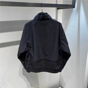 Black Stand Collar Casual Jacket