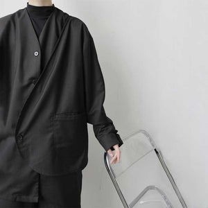 Black Single Breasted Long Sleeve Casual Coat