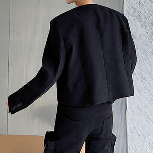 Irregular Slanted Placket Cropped Jacket