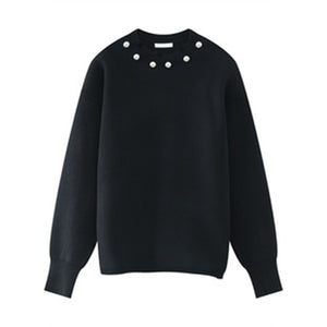 Irregular Button Collar Sweater