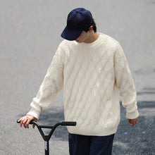 Load image into Gallery viewer, Argyle Textured Crewneck Knit Sweater
