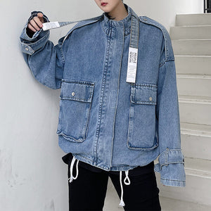 Denim Loose Drawstring Jacket