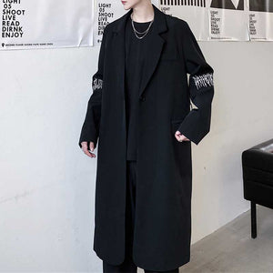 Dark Sleeve Embroidered Long Coat