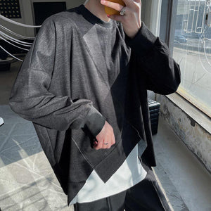 Irregular Raw Hem Long Sleeve T-Shirt