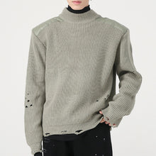 Load image into Gallery viewer, Hole Design Stitching Shoulder Pad Sweater
