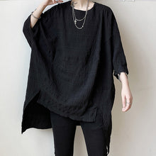 Load image into Gallery viewer, Crinkled Asymmetric Hem Loose T-Shirt
