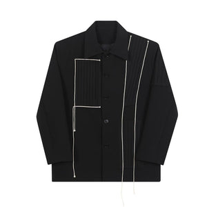 Dark Pleated Trim Contrasting Lines Blazers