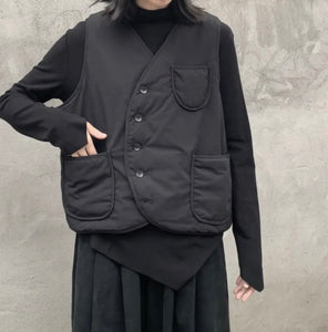 Japanese Dark Simple Short Vest