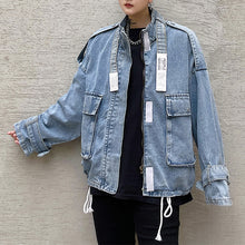 Load image into Gallery viewer, Denim Loose Drawstring Jacket
