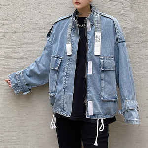 Denim Loose Drawstring Jacket